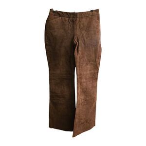 Newport News Women's Size 6 Brown Suede Leather Flare Pants